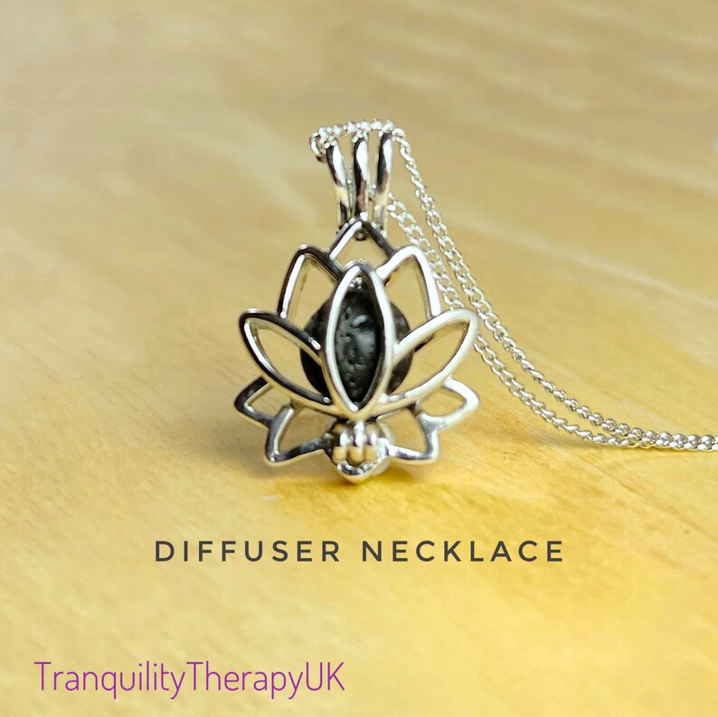 Lotus Flower Aromatherapy Diffuser Necklace With Information Etsy