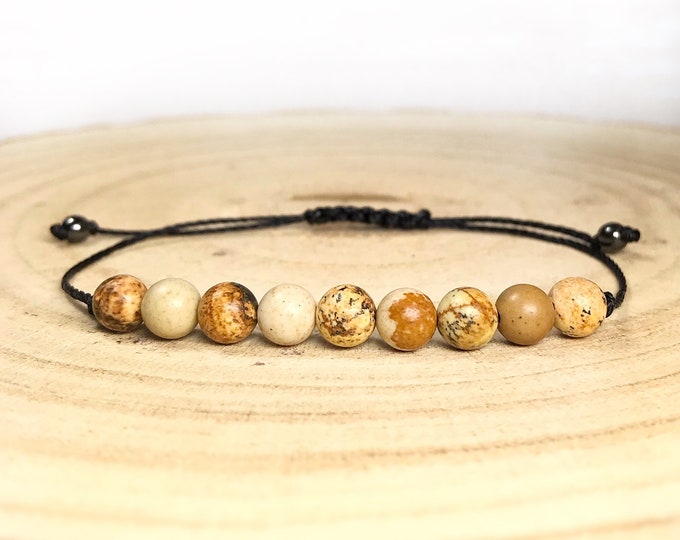 Picture Jasper Bracelet. Earth Meditation. Earth Energy. Creativity. Calming. Artists Stone. Inspiration. Incl Clip Charm, Gift Wrap & Pouch
