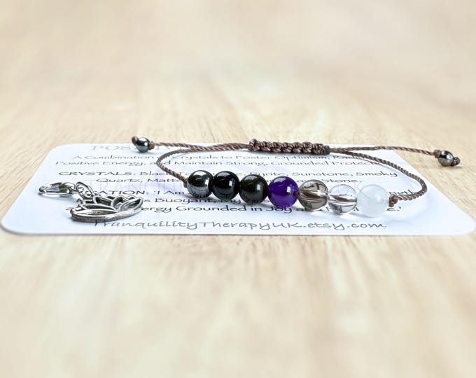 Energetic Shield Bracelet. Gemstone Gift Set.Strength,Protection Shield, Guarding, Positivity Crystals. New Job Gift, Study Gifts For School