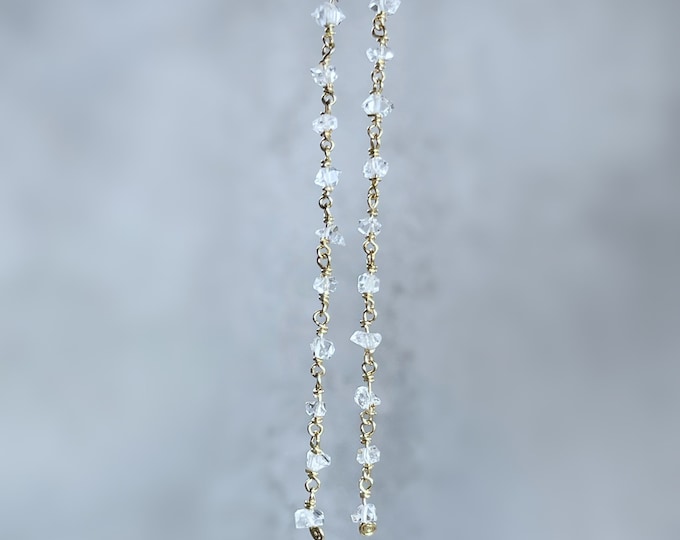 Long Drop Herkimer Diamond Earrings: Sterling Silver, Gold Filled