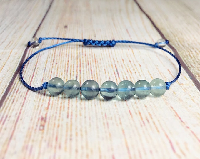Blue Fluorite. Grade AAA Genuine Gemstone Bracelet. Minimalistic Bracelet. Intuition. Meditation. Clear Thinking. Clear Focus. Students.
