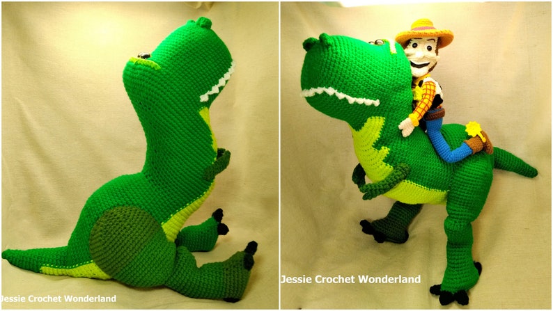 15 inches Big Dinosaur Rex _ English Crochet Pattern for instant download _ Toy story inspired image 6