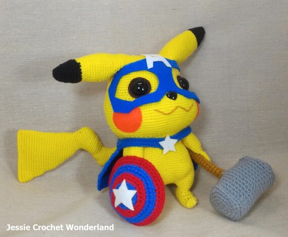 Detective Pikachu Pokemon Inspired Crochet Pikachu Avengers Crochet Pikachu Real Size Pokemon Go Inspired