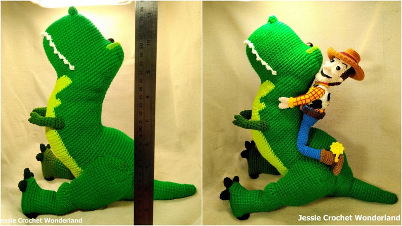 15 inches Big Dinosaur Rex _ English Crochet Pattern for instant download _ Toy story inspired image 7