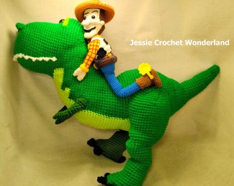 15 inches Big Dinosaur Rex _ English Crochet Pattern for instant download _ Toy story inspired