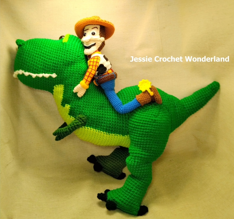 15 inches Big Dinosaur Rex _ English Crochet Pattern for instant download _ Toy story inspired image 1