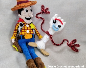 Toy story inspired _ Crochet pattern of Woody and Forky _ English crochet pattern for instant download