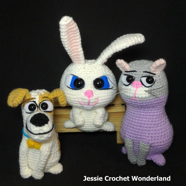 Secret Life of PETS _ Digital Crochet pattern in English _ Snowball, Max and Chloe