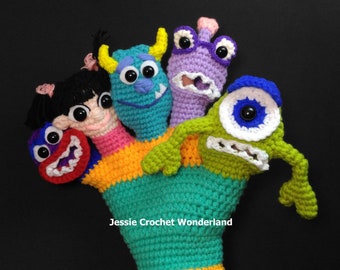 Monsters hand puppet _ English Crochet Pattern _ Monsters University _ Monsters, Inc._Pixar _Disney