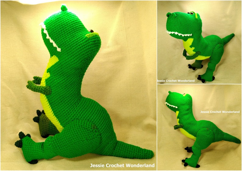 15 inches Big Dinosaur Rex _ English Crochet Pattern for instant download _ Toy story inspired image 2