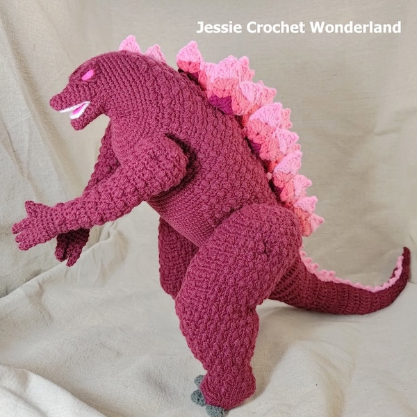 Crochet Red Godzilla _ Dragon Year _ PDF English crochet pattern of Godzilla