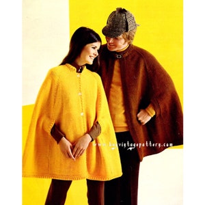 Vintage His and Her Capes knitting patterns in PDF instant download version , PDF downloadable