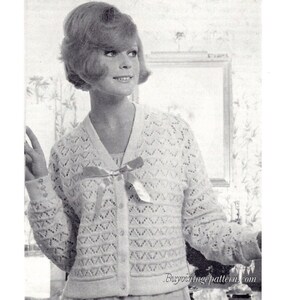 vintage Lacy Bedjacket knitting pattern in PDF instant download version , PDF downloadable