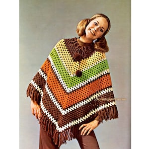 Vintage Poncho crochet pattern in PDF instant download version , PDF downloadable