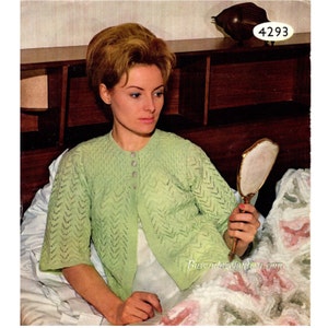 Vintage Bed Jacket knitting pattern in PDF instant download version