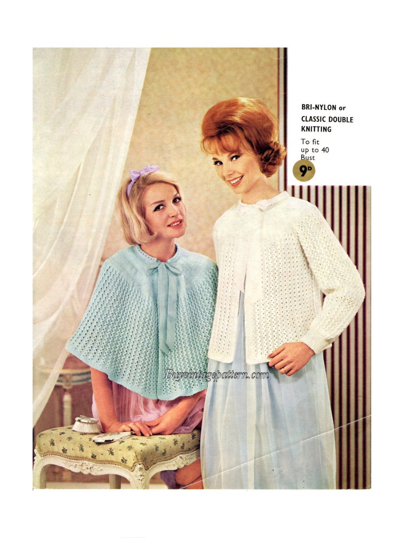 Vintage Bed Cape and Bed Jacket Knitting Patterns in PDF Instant