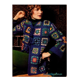 Vintage granny square Jacket Crochet pattern in PDF instant download version , PDF downloadable