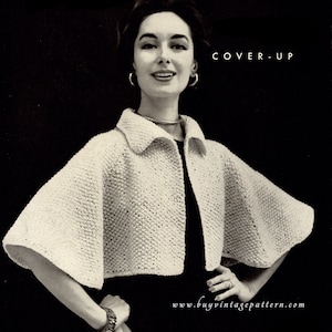 vintage Cape Knitting pattern en version PDF téléchargement instantané, PDF téléchargeable