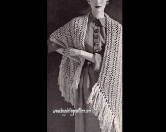 Vintage Quick Knit Stole Knitting pattern in PDF instant download version , PDF downloadable