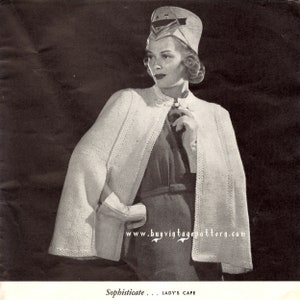 Vintage Lady’s Cape knitting pattern in PDF instant download version , PDF downloadable