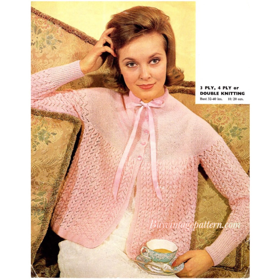 Vintage Bed Jacket Knitting Pattern in PDF Instant Download Version Etsy