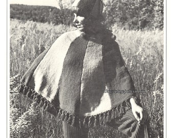 Vintage Poncho knitting pattern in PDF instant download Version , PDF downloadable