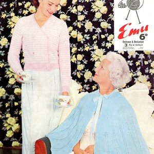 Vintage Bed Cape and Bed Jacket knitting patterns downloadable PDF English