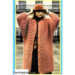 Vintage Big Coat crochet pattern in PDF instant download version