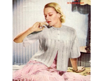 Vintage bed-jacket knitting pattern in PDF instant download version , PDF downloadable