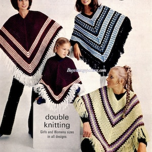 Vintage Ponchos Knitting and crochet patterns in PDF instant download version