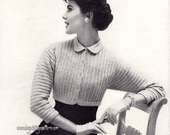Vintage Short Jacket Knitting pattern in PDF instant download version , PDF downloadable