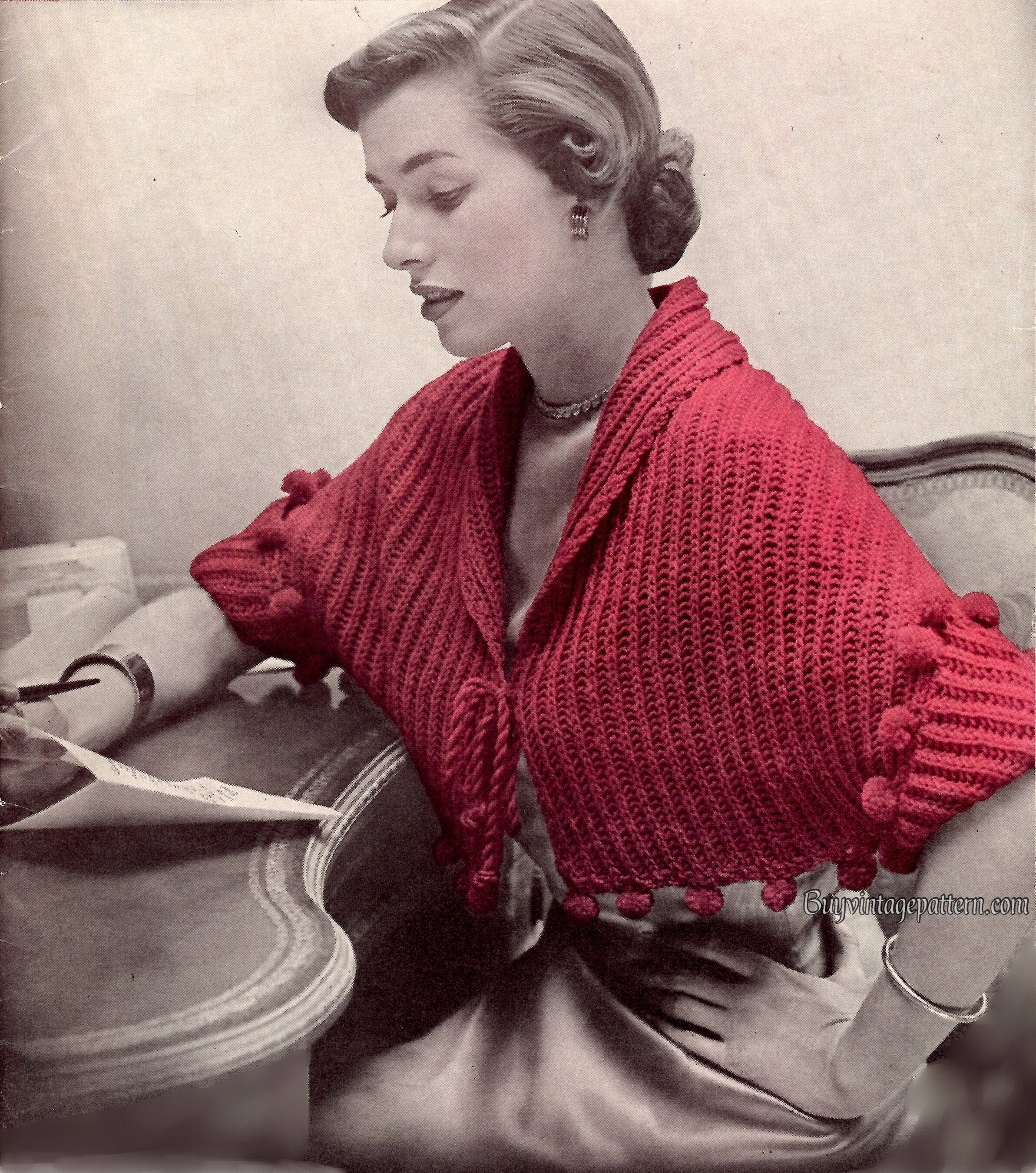 Vintage Bed Shawl Knitting Pattern in PDF Instant Download Version