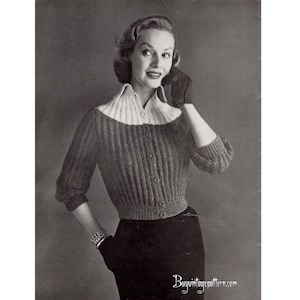 Vintage Short Jacket Knitting pattern in PDF instant download version , PDF downloadable