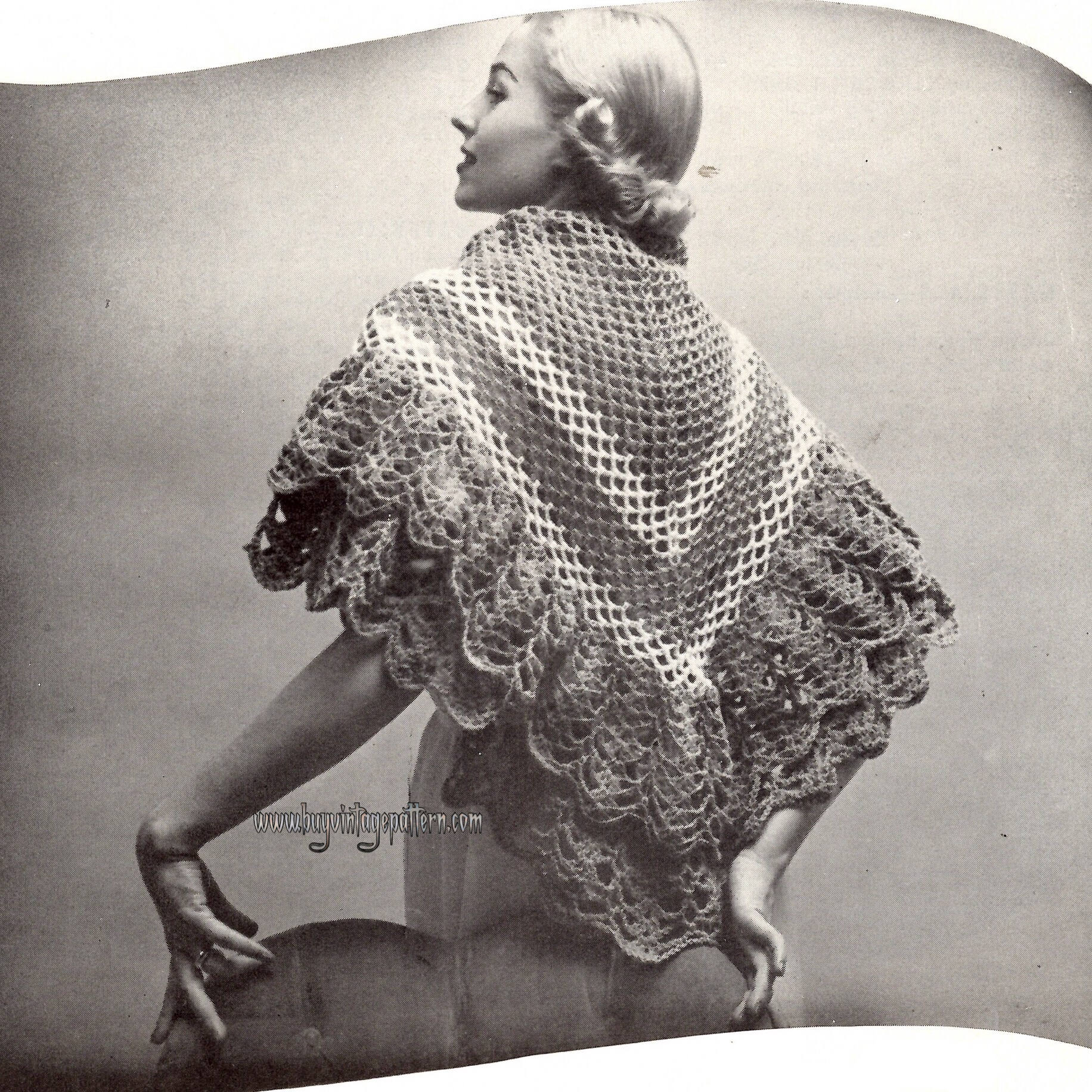 Vintage Shawl Crochet Pattern in PDF Instant Download Version , PDF