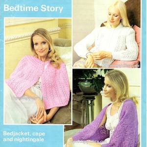 Vintage Bed Jacket , Bed Shrug and Bed Cape Knitting patterns in PDF instant download version