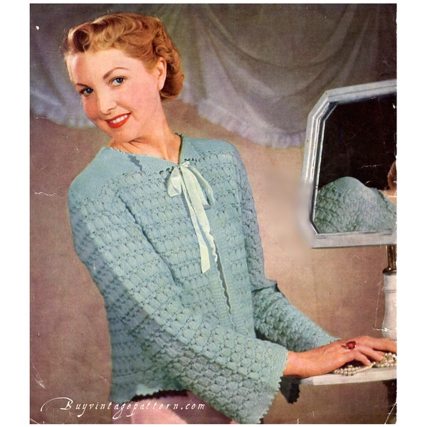 Vintage Bedjacket knitting pattern in PDF instant download version , PDF downloadable