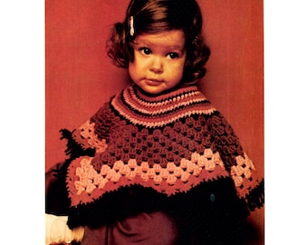 Vintage Toddler Poncho Crochet pattern in PDF instant download version , PDF downloadable