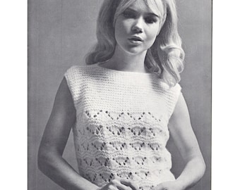 Vintage Pullover knitting pattern in PDF instant download version , downloadable PDF