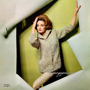 Vintage Pea Jacket Knitting pattern in PDF instant download version , PDF downloadable
