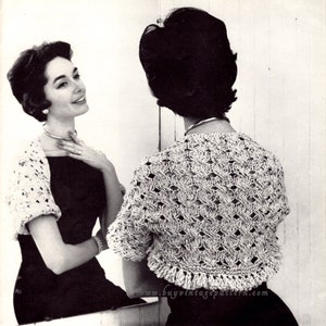 Vintage Shrug knitting pattern in PDF instant download version , PDF downloadable