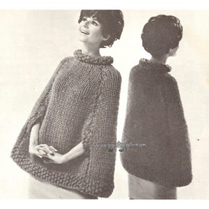 Vintage Fingertip Cape Poncho knitting pattern in PDF instant download version , PDF downloadable