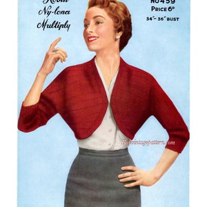 Vintage Bolero knitting pattern in PDF instant download version , PDF downloadable