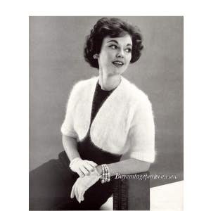 Vintage Short Jacket Knitting pattern in PDF instant download version , PDF downloadable