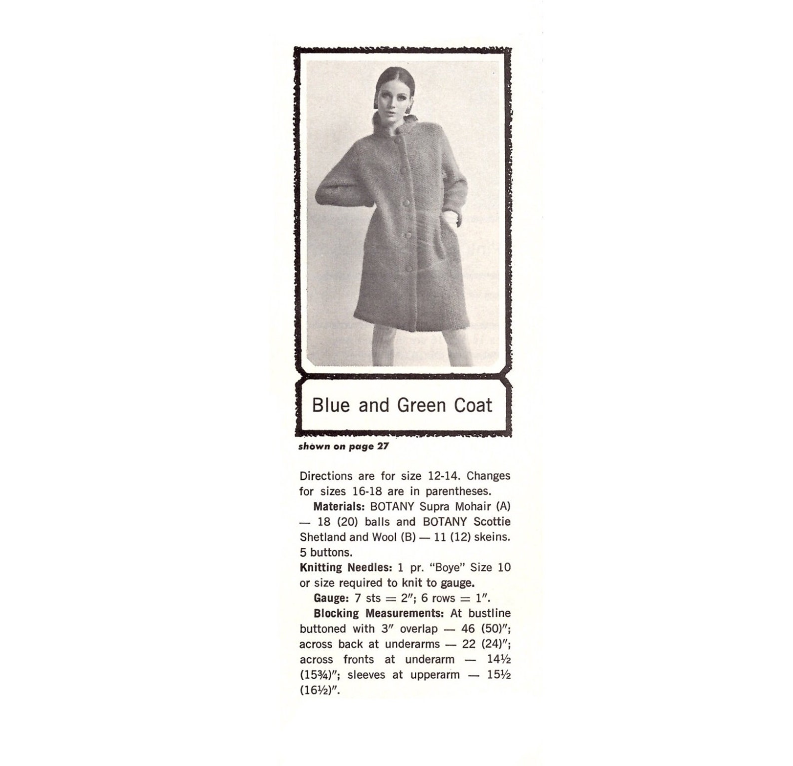 Vintage Coat Knitting Pattern in PDF Instant Download Version Etsy
