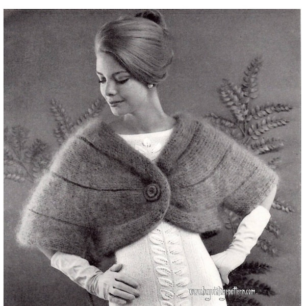 Vintage Mohair Cape Stole knitting pattern in PDF Instant download version , PDF downloadable