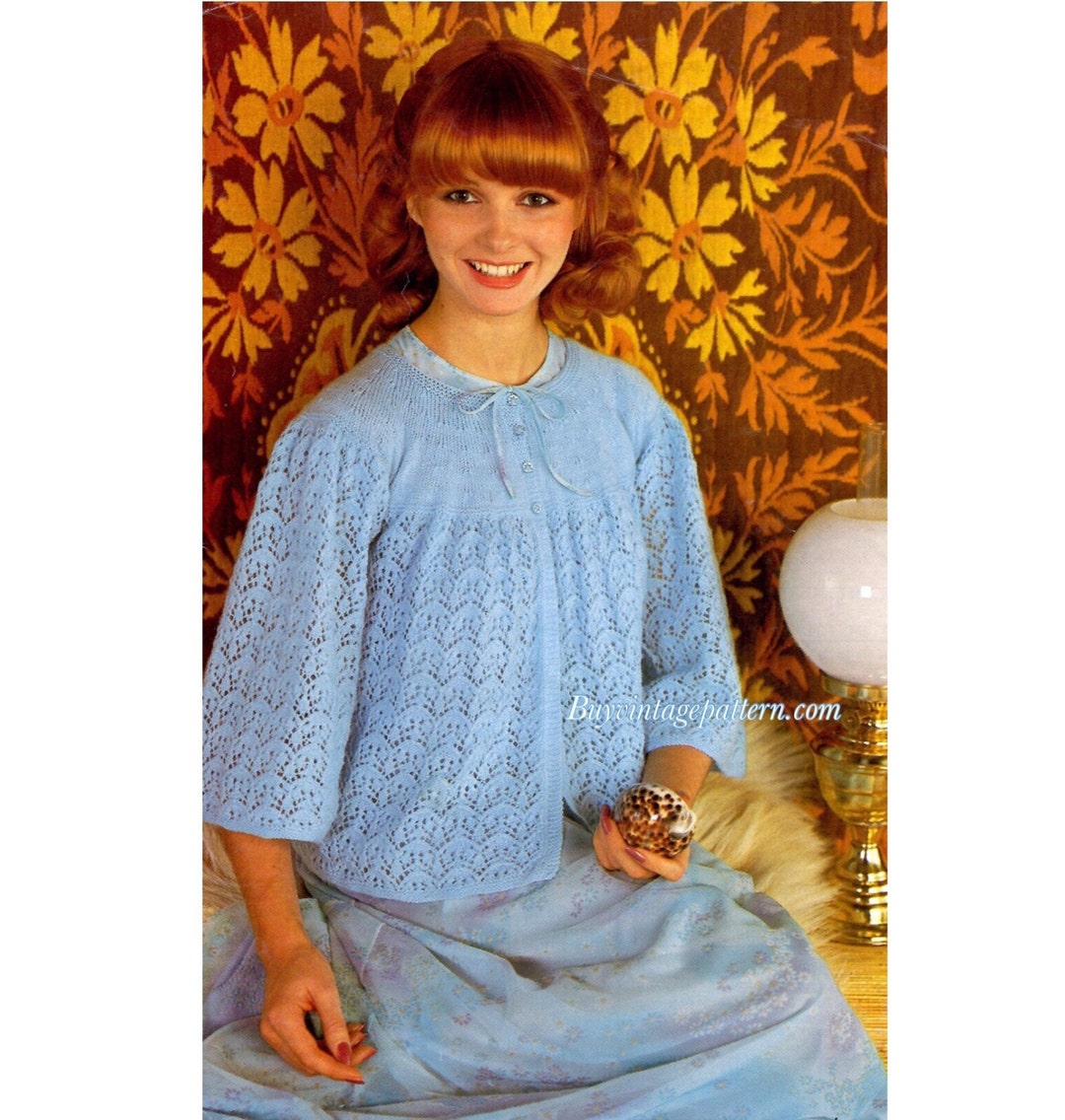 Vintage Bed Jacket Knitting Pattern in PDF Instant Download Etsy