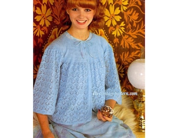 Vintage Bed Jacket knitting pattern in PDF instant download version