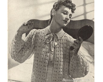 Vintage Bed Jacket Knitting pattern in PDF instant download version