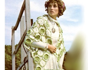 Vintage Rose Shawl crochet pattern in PDF instant download version , PDF downloadable