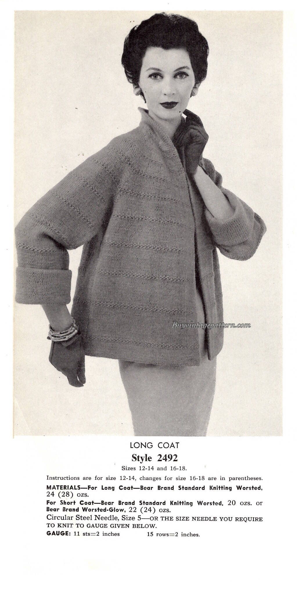 Vintage Coat Knitting Pattern in PDF Instant Download Version Etsy Norway